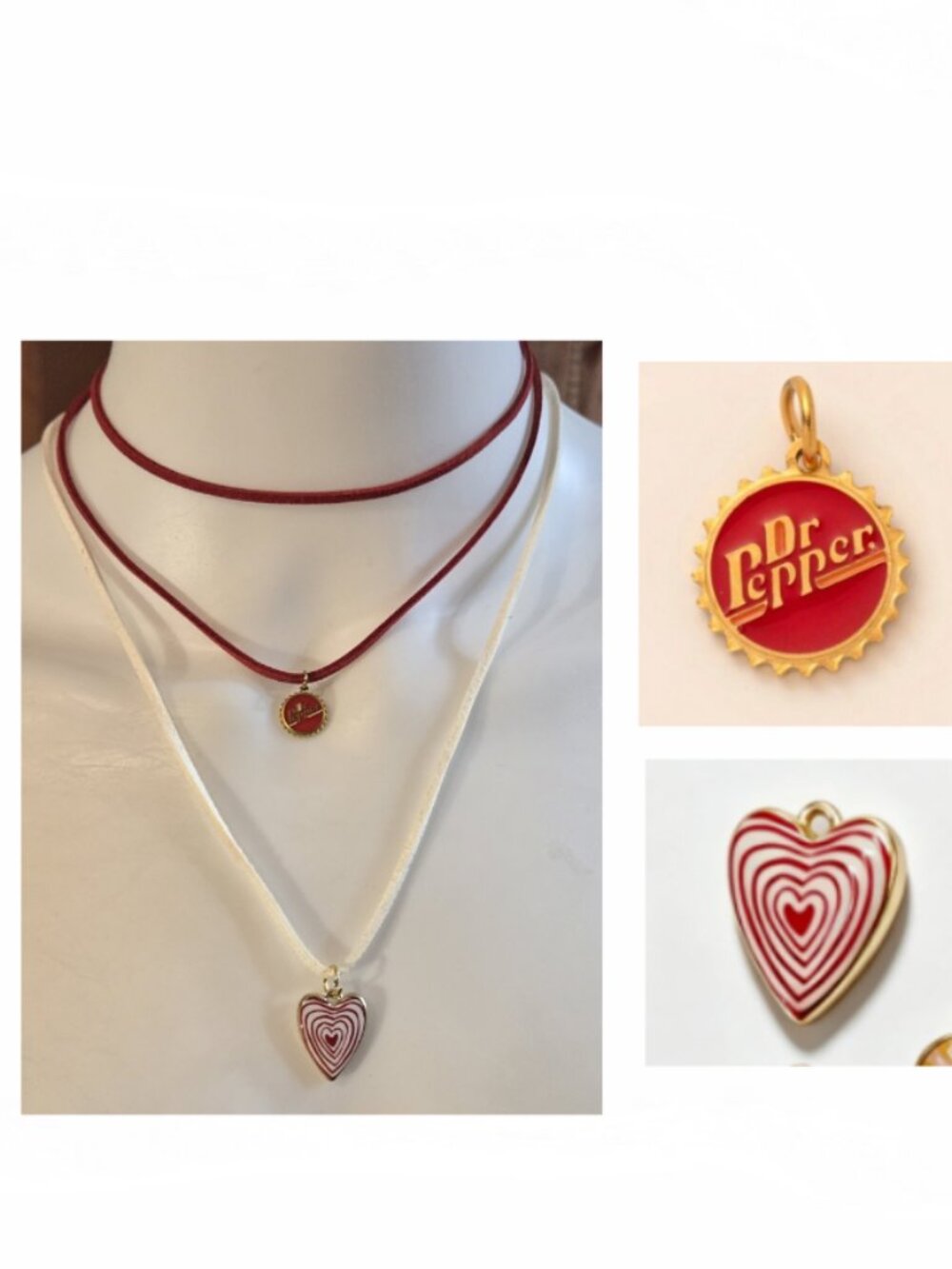 Set of 2 Mix .N Match Suede Necklaces With Enamel Charms